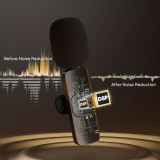 Kabelloses Bluetooth USB-C Lavalier-Mikrofon Set (2 Stück) für Smartphone und Tablet mit einfacher Aufnahme - Schwarz