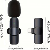 Kabelloses Bluetooth USB-C Lavalier-Mikrofon Set (2 Stück) für Smartphone und Tablet mit einfacher Aufnahme - Schwarz