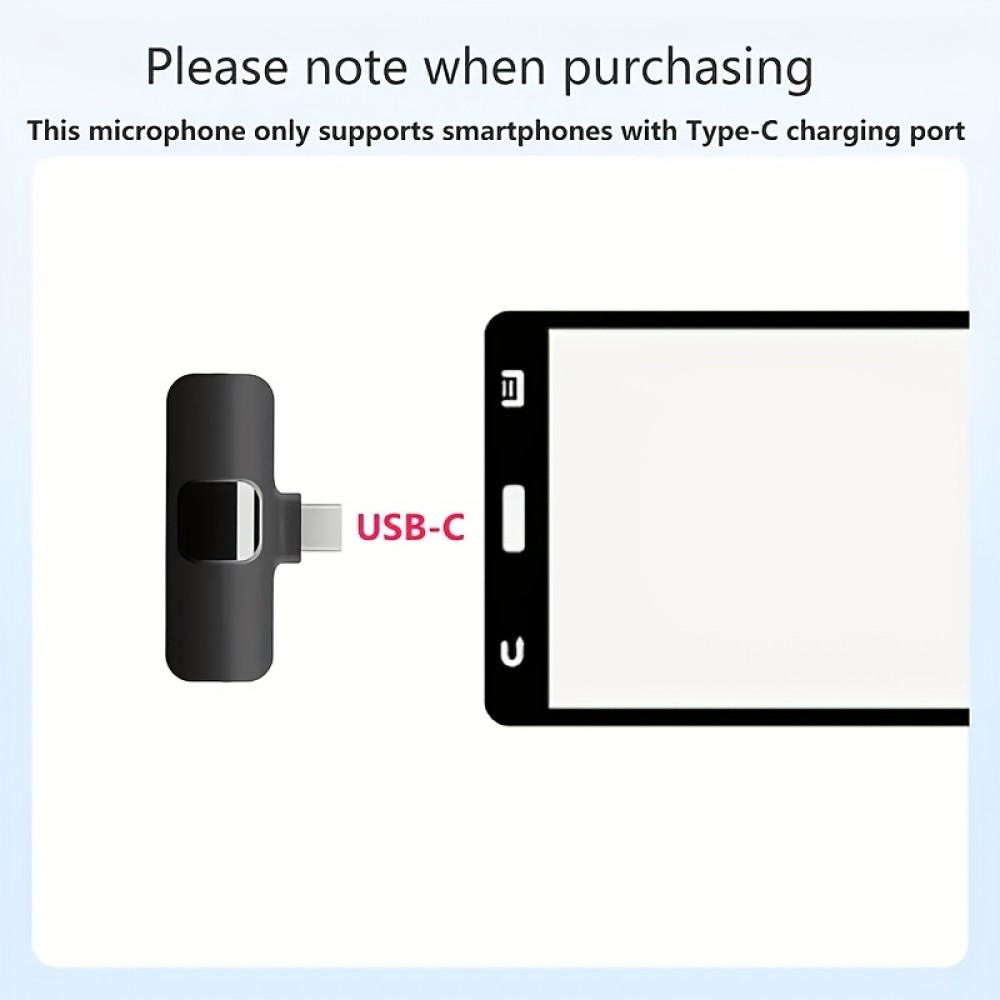 (3er Set) USB-C Lavalier-Mikrofon Kabelloses Bluetooth für Smartphone und Tablet mit einfacher Aufnahme - Schwarz