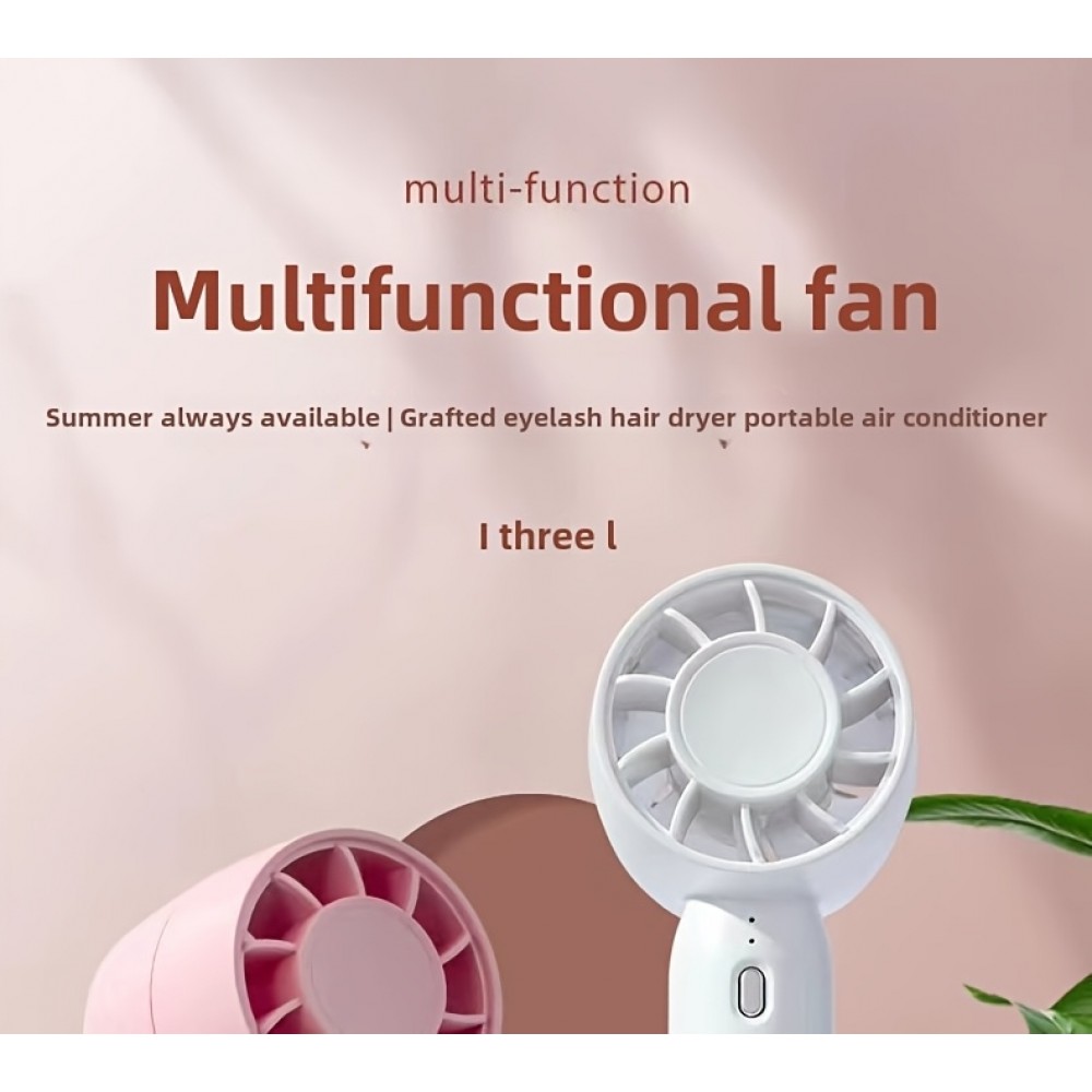 Mini USB Ventilator tragbar wiederaufladbar 3 Geschwindigkeiten mit Standfuß - Blau