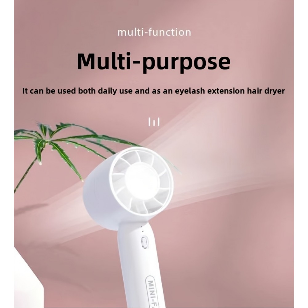 Mini USB Ventilator tragbar wiederaufladbar 3 Geschwindigkeiten mit Standfuß - Blau