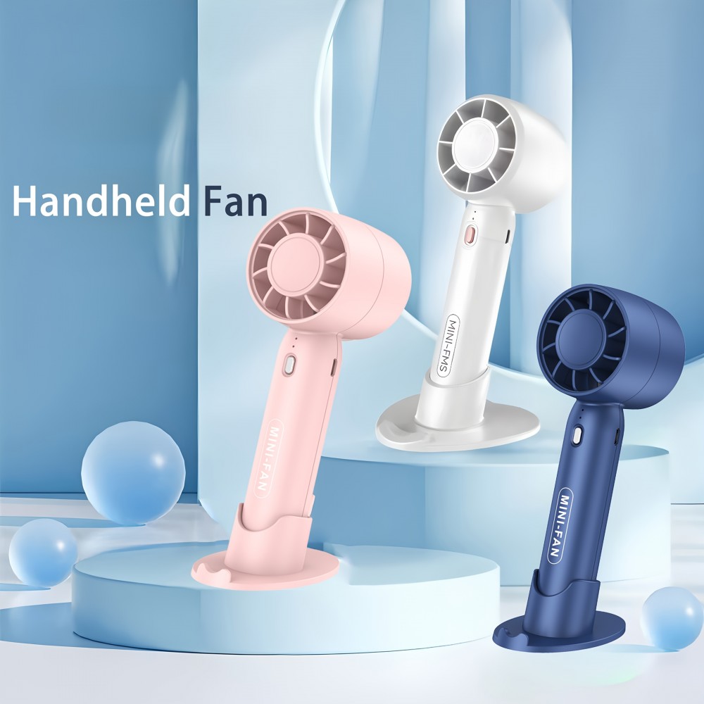Mini USB Ventilator tragbar wiederaufladbar 3 Geschwindigkeiten mit Standfuß - Blau