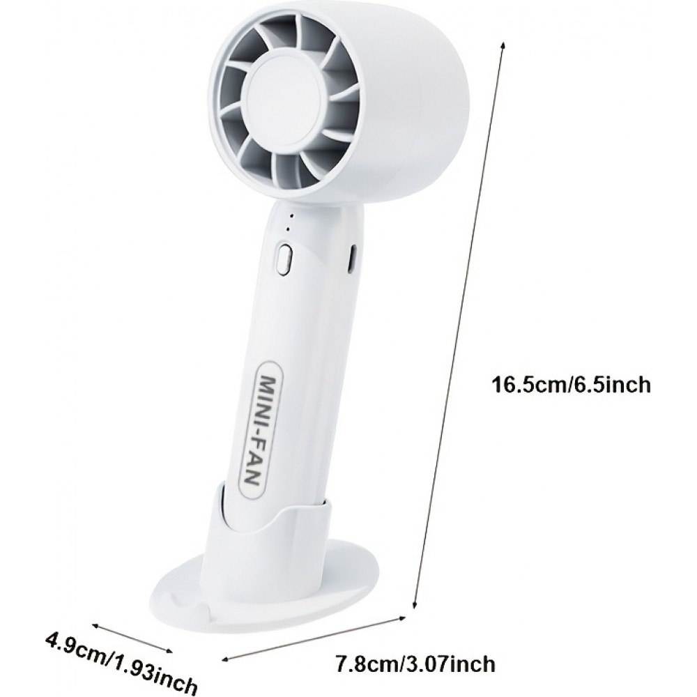 Mini USB Ventilator tragbar wiederaufladbar 3 Geschwindigkeiten mit Standfuß - Blau