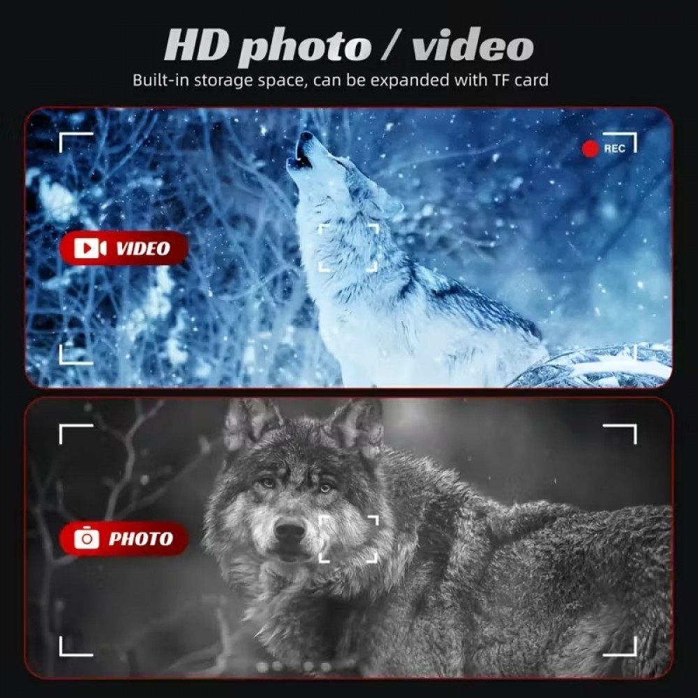 10x Zoom Monokular HD Nachtsicht 800m Infrarot 5W Starlight Foto/Video USB Wiederaufladbar - Schwarz