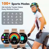 Smartwatch BT Call G25 Bluetooth 1.39 Zoll Display  wasserdicht Fitness Tracker Herzfrequenz Blutdruck Blutsauerstoff Schlaf&uuml;berwachung Stress- und Atemkontrolle - Rosa gold