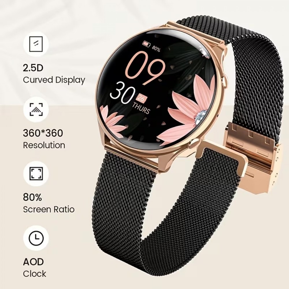 Smartwatch Little Meatball G35 Bluetooth Anrufe 120 Sportmodi Schrittz&auml;hler Schlaftracking Aktivit&auml;tstracker 30 Tage Akku mit 2 Armb&auml;nder - Rosa gold