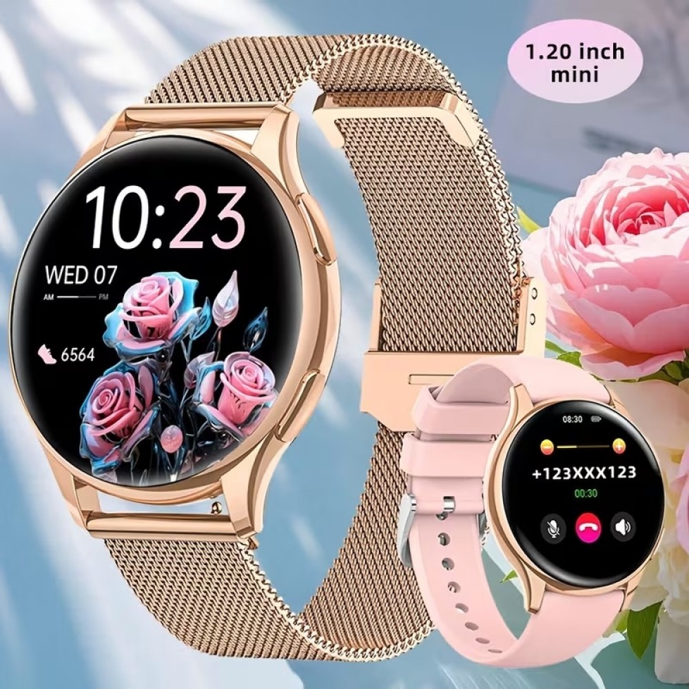 Smartwatch Little Meatball G35 Bluetooth Anrufe 120 Sportmodi Schrittz&auml;hler Schlaftracking Aktivit&auml;tstracker 30 Tage Akku mit 2 Armb&auml;nder - Rosa gold