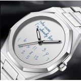 Minimalistische Uhr Who cares I'm already late (weisses Zifferblatt) 42 mm - Silber