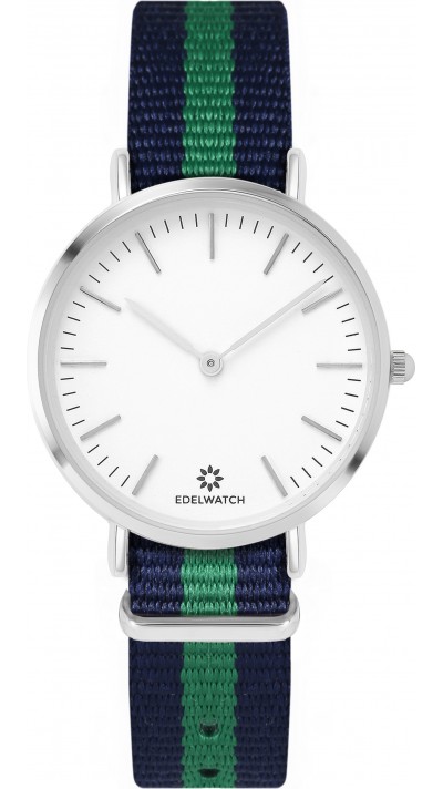 Edelwatch Uhr 32 mm (Ladies) Silver Zifferblatt Weiss (Batterie nicht enthalten) - Blau / Grün