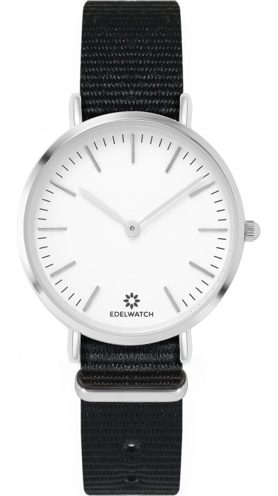 Edelwatch Uhr 32 mm (Ladies) Silver Zifferblatt Weiss (Batterie nicht enthalten) - Schwarz