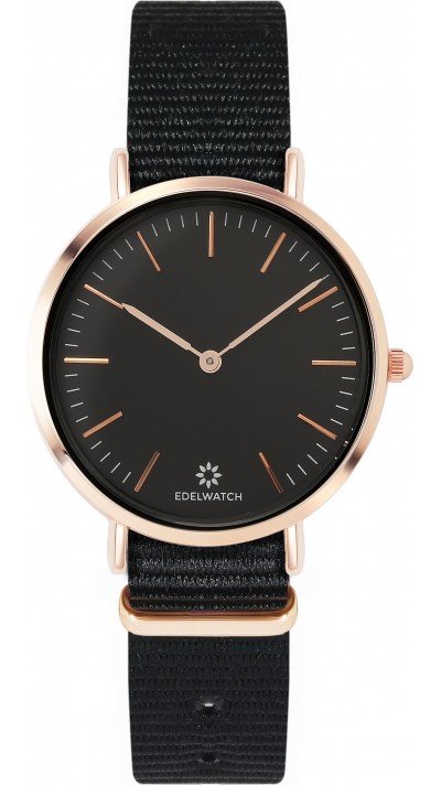 Montre Edelwatch 32 mm (Ladies) cadran doré fond noir (pile non incluse) - Bracelet noir