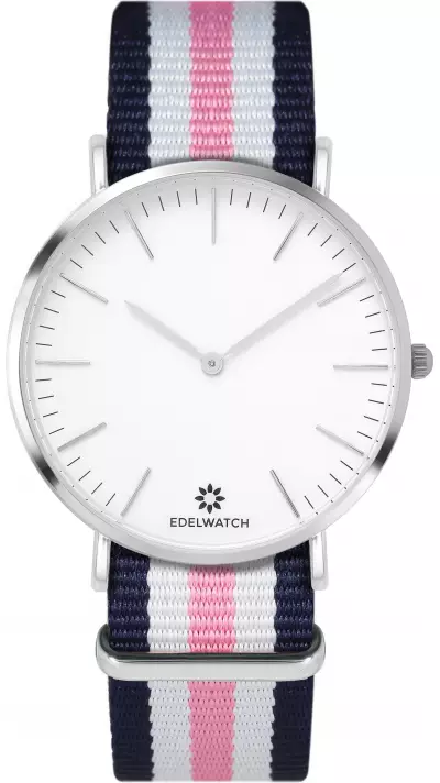 Edelwatch Uhr 41 mm (Men) Silver Zifferblatt Weiss (Batterie nicht enthalten) - Blau / Weiss / Rosa