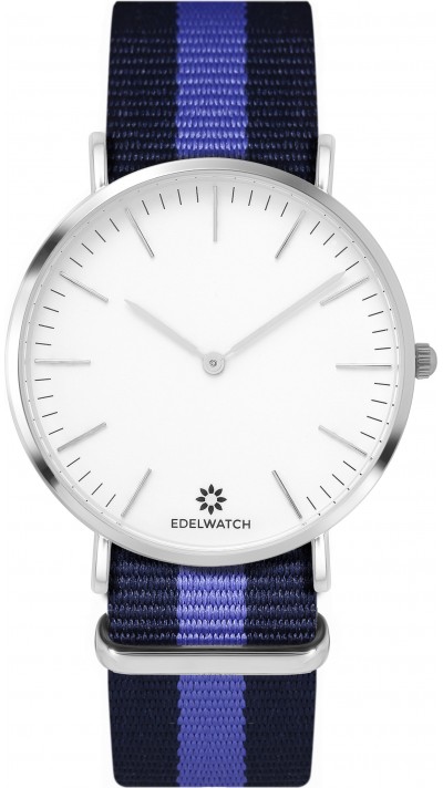 Edelwatch Uhr 41 mm (Men) Silver Zifferblatt Weiss (Batterie nicht enthalten) - Blau / Violett Armband