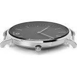 Montre Edelwatch 41 mm (Men) cadran argenté fond noir (pile non incluse) - Bracelet blanc