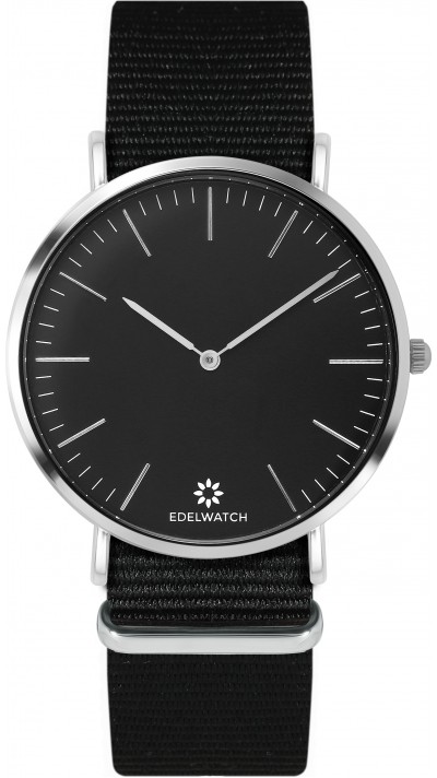 Edelwatch Uhr 41 mm (Men) Silver Zifferblatt Schwarz (Batterie nicht enthalten) - Schwarz Armband