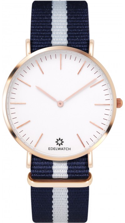 Edelwatch Uhr 41 mm (Men) Gold Zifferblatt Weiss (Batterie nicht enthalten) - Blau / Weiss
