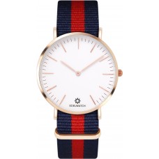 Montre Edelwatch 41 mm (Men) cadran doré fond blanc (pile non incluse) - Bracelet bleu / rouge