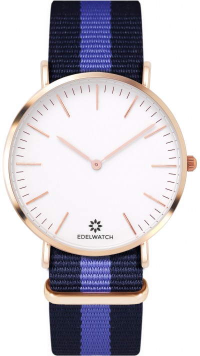 Edelwatch Uhr 41 mm (Men) Gold Zifferblatt Weiss (Batterie nicht enthalten) - Blau / Violett Armband