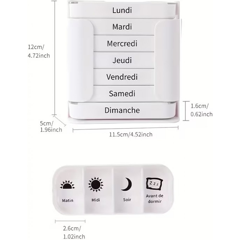 W&ouml;chentlicher Pillenorganisator VANYARLIFE 7 Tage tragbar Morgen/Mittag/Abend - Weiss