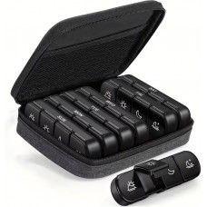 Pillen-Organizer für Reisen 7 Tage und 4 Einnahmen täglich tragbare Tablettenbox mit eleganter Tasche - Schwarz
