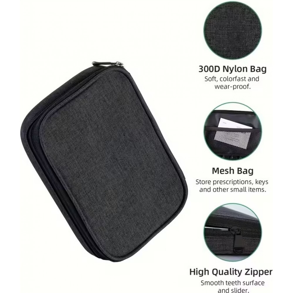 Pillen-Organizer für Reisen 7 Tage und 4 Einnahmen täglich tragbare Tablettenbox mit eleganter Tasche - Schwarz