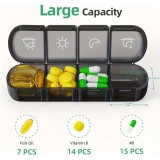 Pillen-Organizer für Reisen 7 Tage und 4 Einnahmen täglich tragbare Tablettenbox mit eleganter Tasche - Schwarz