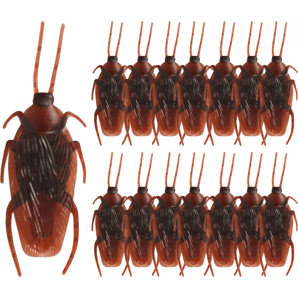 15er-Packung realistischer brauner Kakerlaken-Kunststoff - Gruseliges Halloween-Insekt - Braun