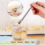 Paille en acier inoxydable pour yerba mate (3 pi&egrave;ces) r&eacute;utilisables avec brosse de nettoyage et sac