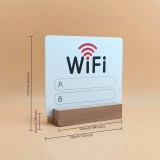 2D WiFi-Paneel aus Acryl mit Holzsockel – Passwortanzeige für Zuhause oder Restaurant - Weiss