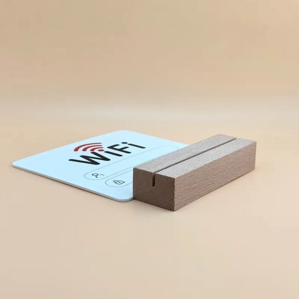 2D WiFi-Paneel aus Acryl mit Holzsockel – Passwortanzeige für Zuhause oder Restaurant - Weiss