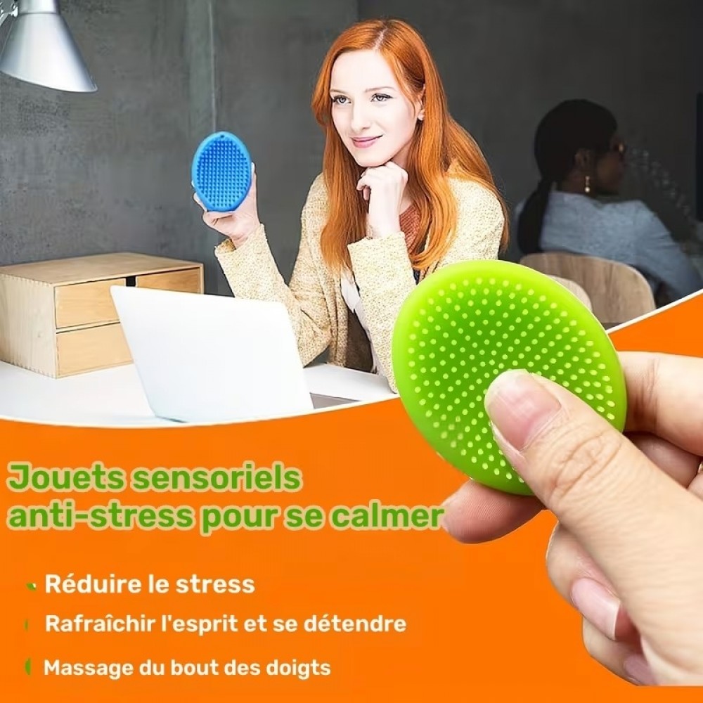 Anti-Stress-Steine aus Silikon bunt texturiert langlebig & tragbar taktile Konzentrationshilfe f&uuml;r Erwachsene (Set aus 6) - Multicolore
