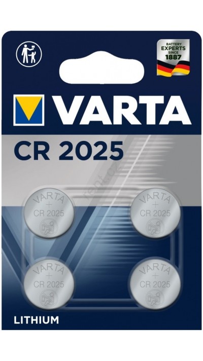 Varta CR 2025 Hochleistungs-Knopfzellen für elektronische Geräte (4er-Pack) - 