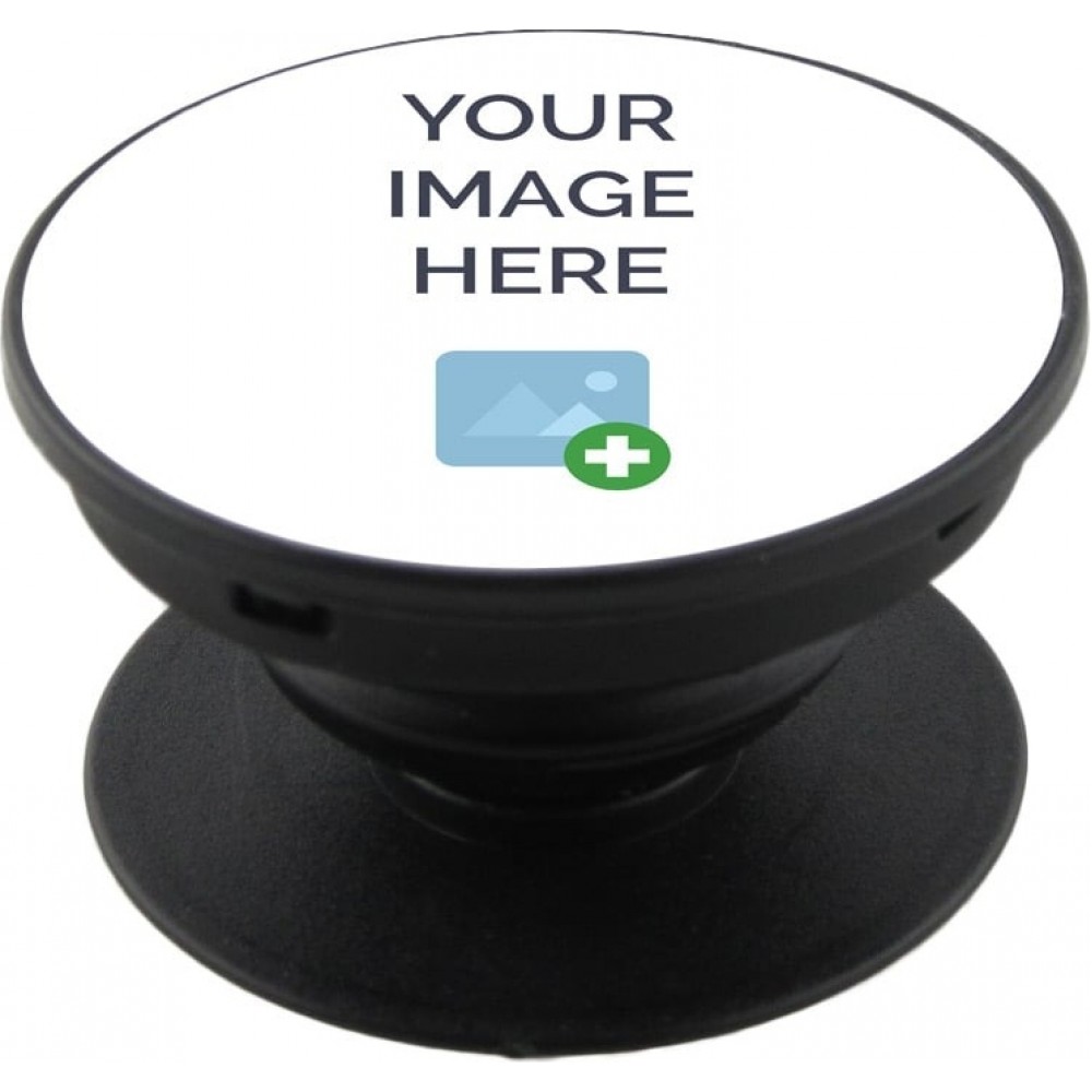 Pop Socket personalisiert Schwarz - Austauschbare Finger & Einhand Halterung für Smartphone / Tablets - Custom