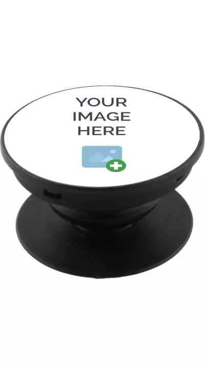 Pop Socket personalisiert Schwarz - Austauschbare Finger & Einhand Halterung für Smartphone / Tablets - Custom