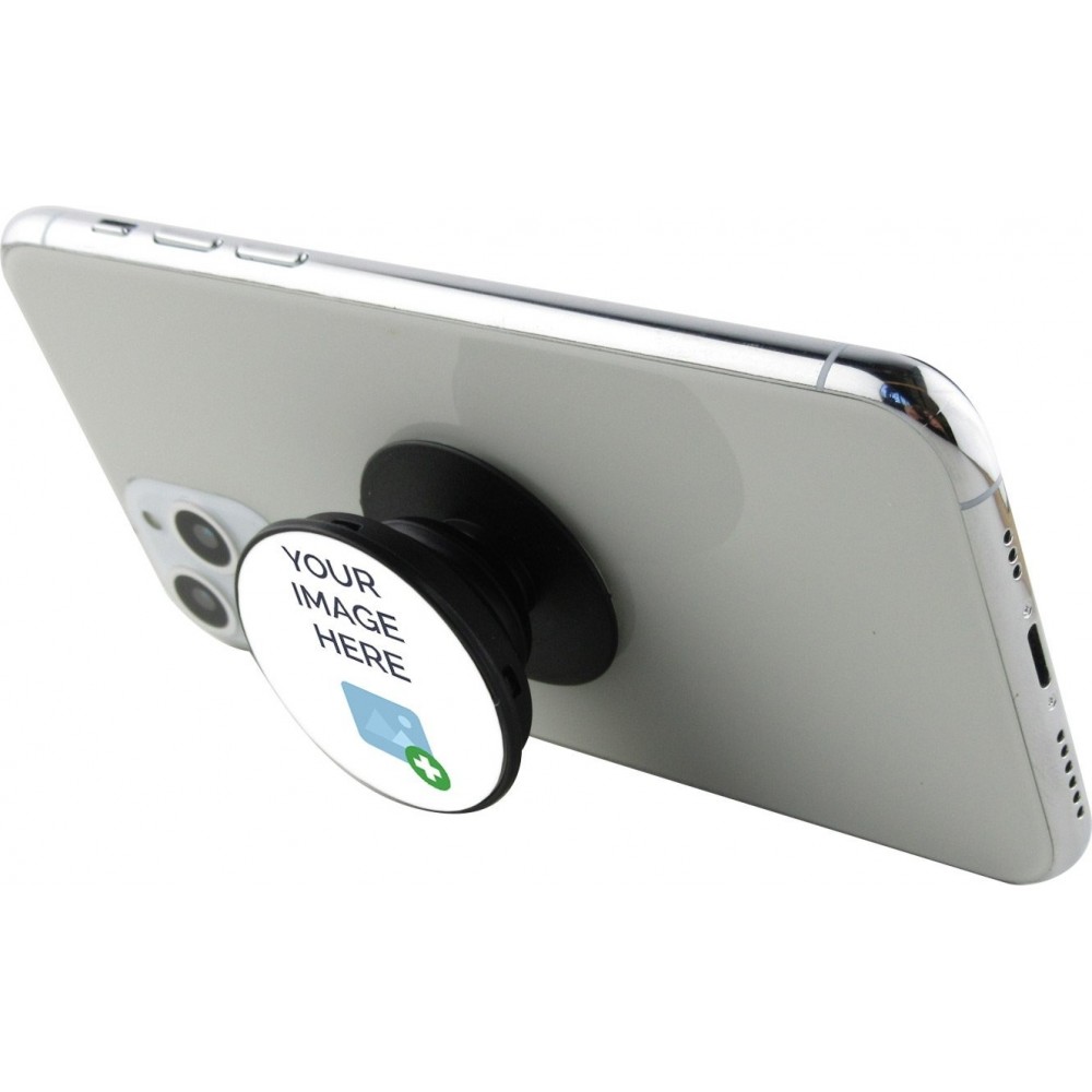 Pop Socket personalisiert Schwarz - Austauschbare Finger & Einhand Halterung für Smartphone / Tablets - Custom