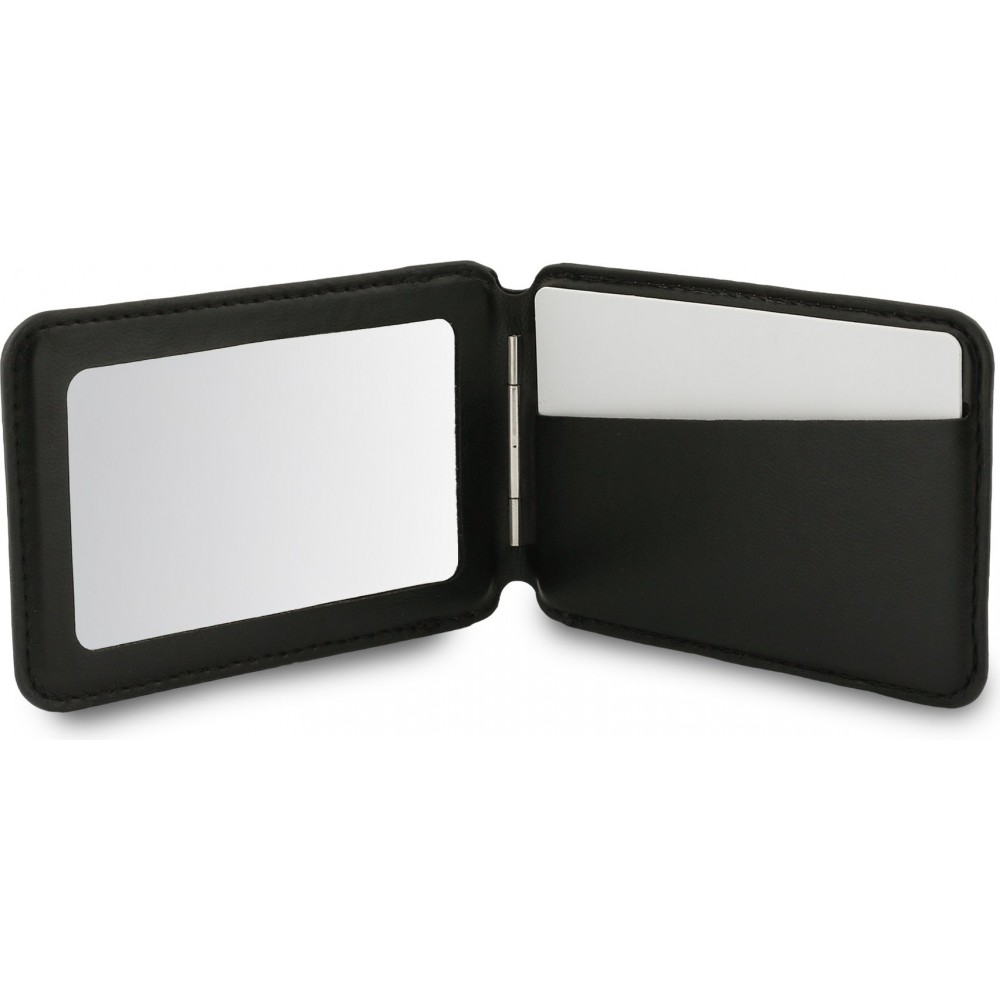 Guess 4G Metall Kartenetui MagSafe St&auml;nderfunktion mit Spiegel - Schwarz