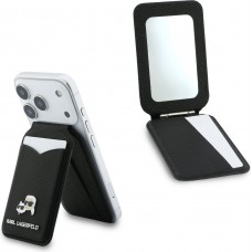 Karl Lagerfeld eleganter und praktischer MagSafe Spiegel Kartenhalter - Schwarz