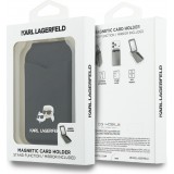 Karl Lagerfeld eleganter und praktischer MagSafe Spiegel Kartenhalter - Schwarz