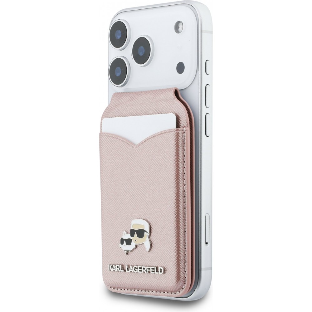 Karl Lagerfeld eleganter und praktischer MagSafe Spiegel Kartenhalter - Rosa