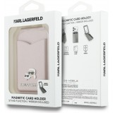 Karl Lagerfeld eleganter und praktischer MagSafe Spiegel Kartenhalter - Rosa
