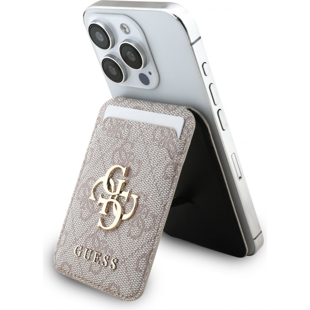 MagSafe-kompatible Magnetkartenhalter mit integriertem Guess Metall-Logo - Rosa