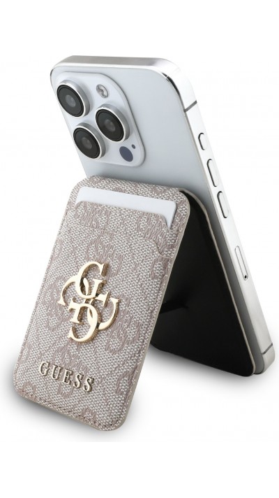 MagSafe-kompatible Magnetkartenhalter mit integriertem Guess Metall-Logo - Rosa