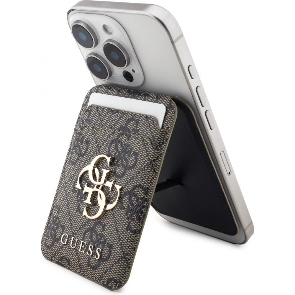 MagSafe-kompatible Magnetkartenhalter mit integriertem Guess Metall-Logo - Braun