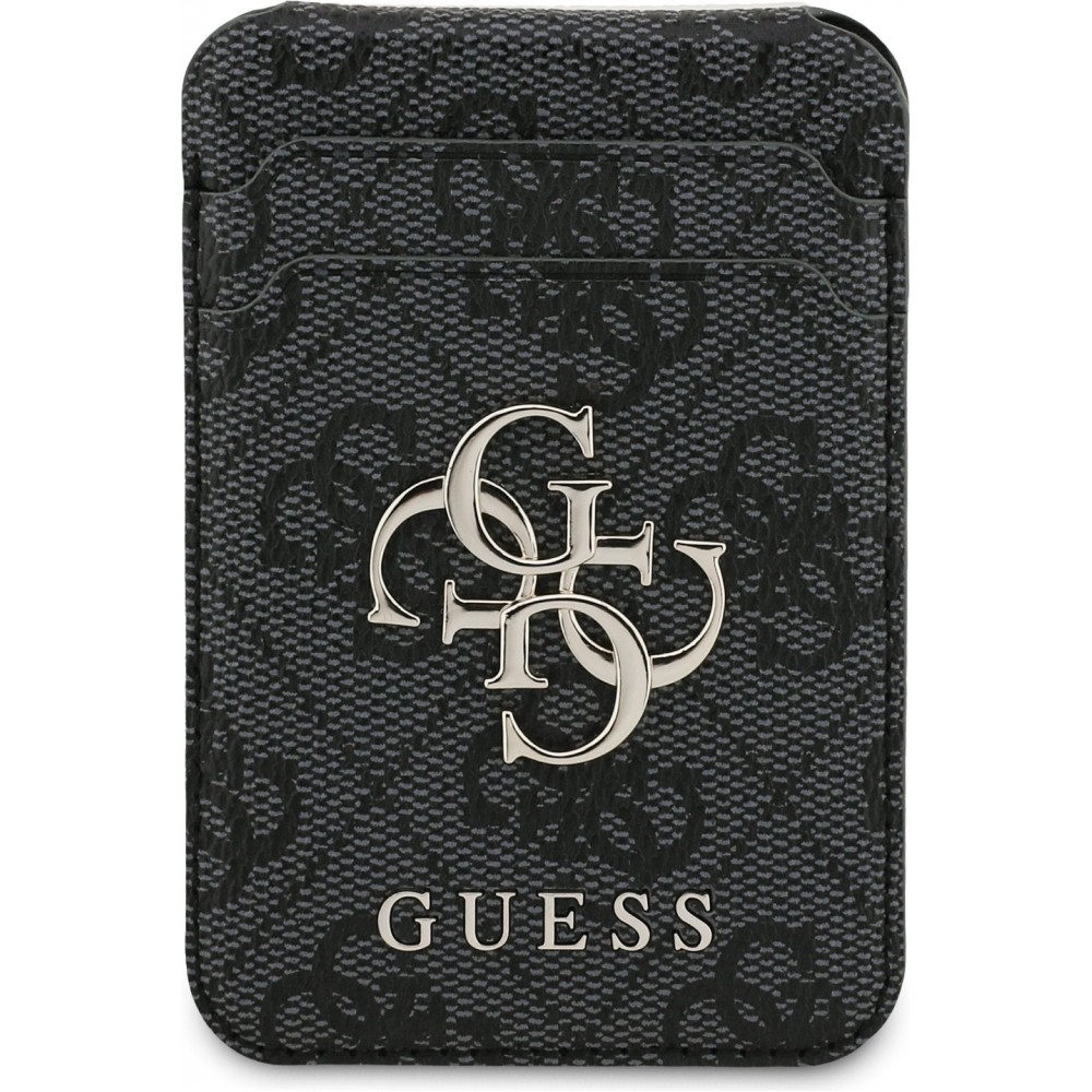Porte-cartes magnétique compatible MagSafe avec support intégré logo Guess en métal - Noir