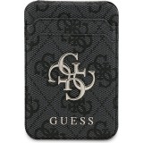 Porte-cartes magnétique compatible MagSafe avec support intégré logo Guess en métal - Noir