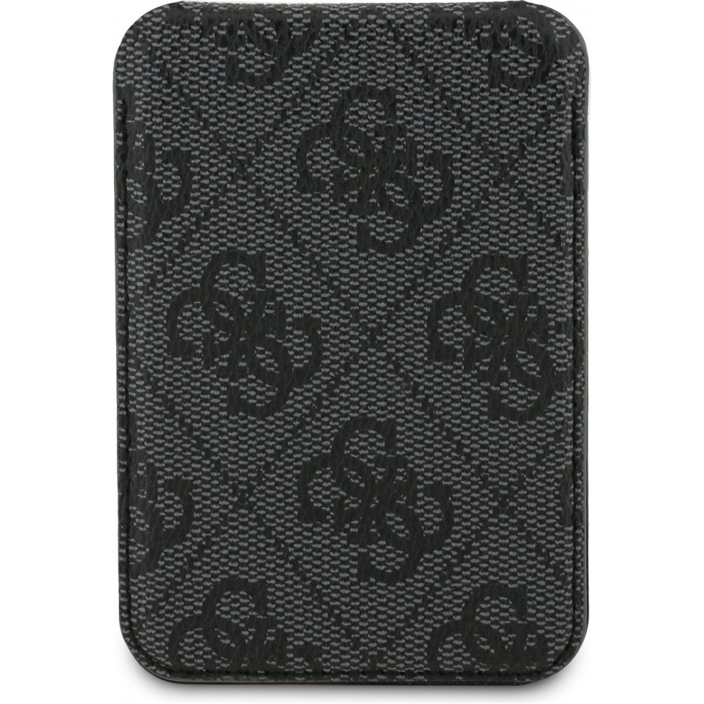 Porte-cartes magnétique compatible MagSafe avec support intégré logo Guess en métal - Noir