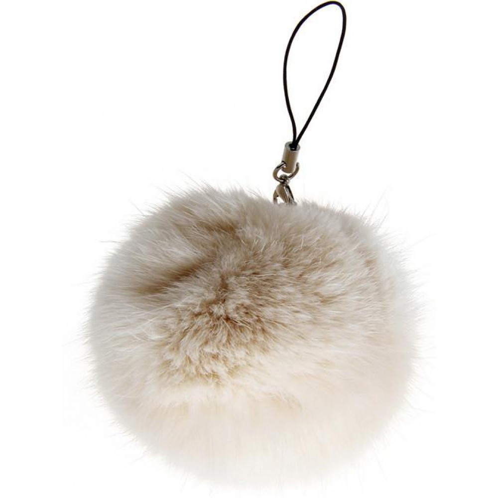 Universeller Schlüsselanhänger / Schlüsselring - Fluffy Plüschball - Beige