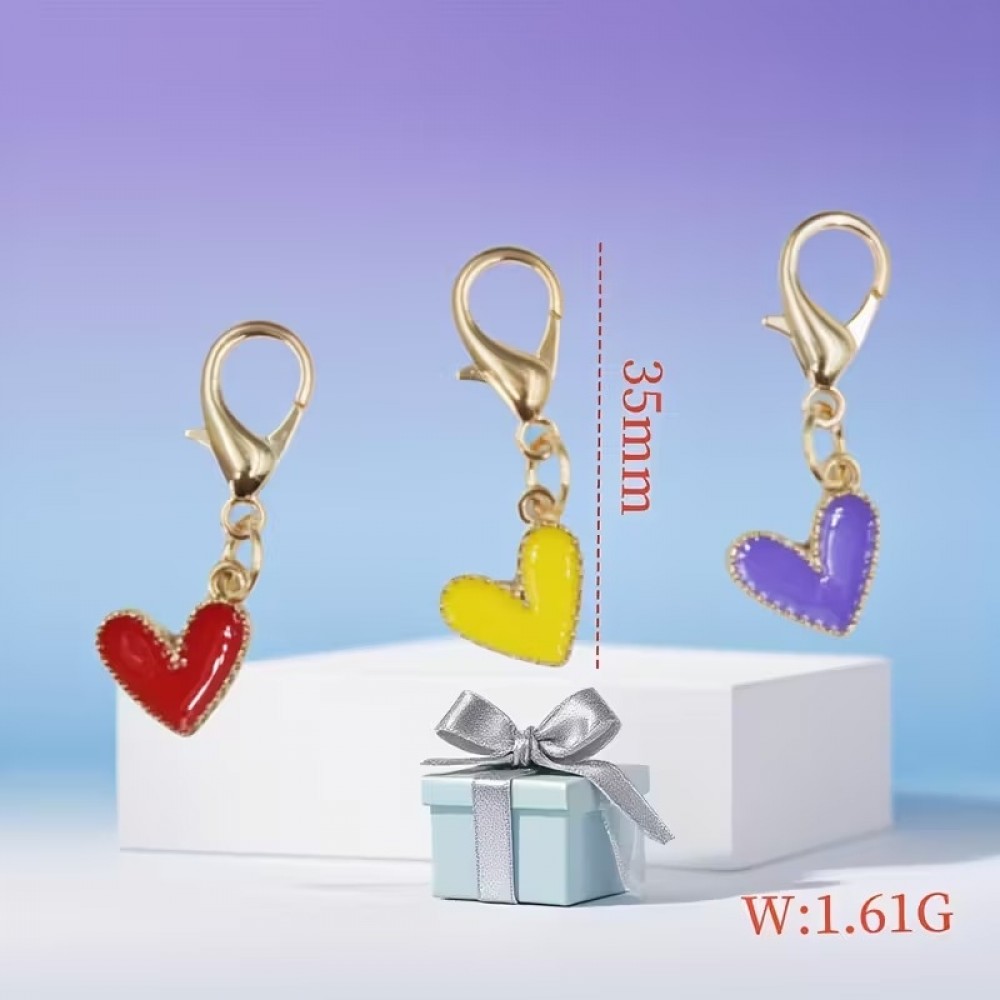 Roter goldener Herz-Anhänger Schlüsselanhänger mit personalisierbarer Dankeschön-Karte elegantes Werbegeschenk - Gold