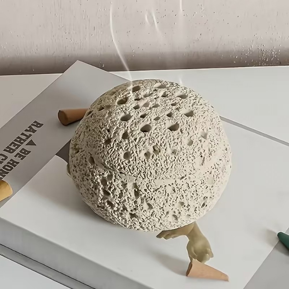Minimalistisches Stern-Design R&auml;ucherkegelhalter aus Harz - Zen Deko f&uuml;r Zuhause - Beige