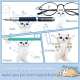 Porte-stylos en forme de chat organisateur de bureau original cadeau mignon pour fournitures scolaires et bureau - Blanc